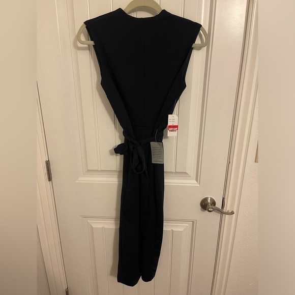 Sleeveless Alexia Admor Fara Dress Navy Blue Midi Sheath Tie‎ Belt women’s 4 NWT - Picture 4 of 17